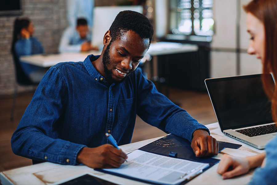 young man at job interview